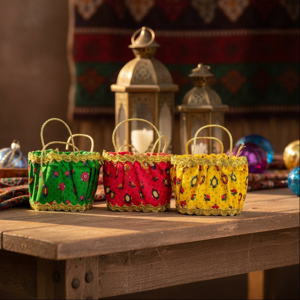 سلة هدايا العيد ورمضان المزخرفة
