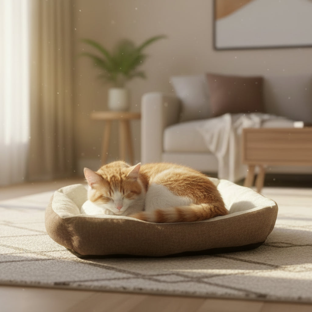 Luxurious Square Pet Bed for Large Dogs & Cats - Soft Polyester Fiber, Cozy Sleeping Sofa Mat, Pet House