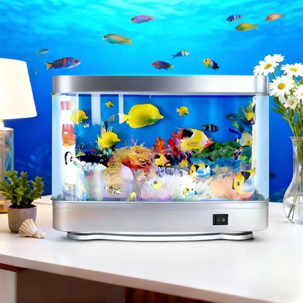 Aquarium with 3-Pin Plug – Simulated Swimming Fish & Coral Reef Light