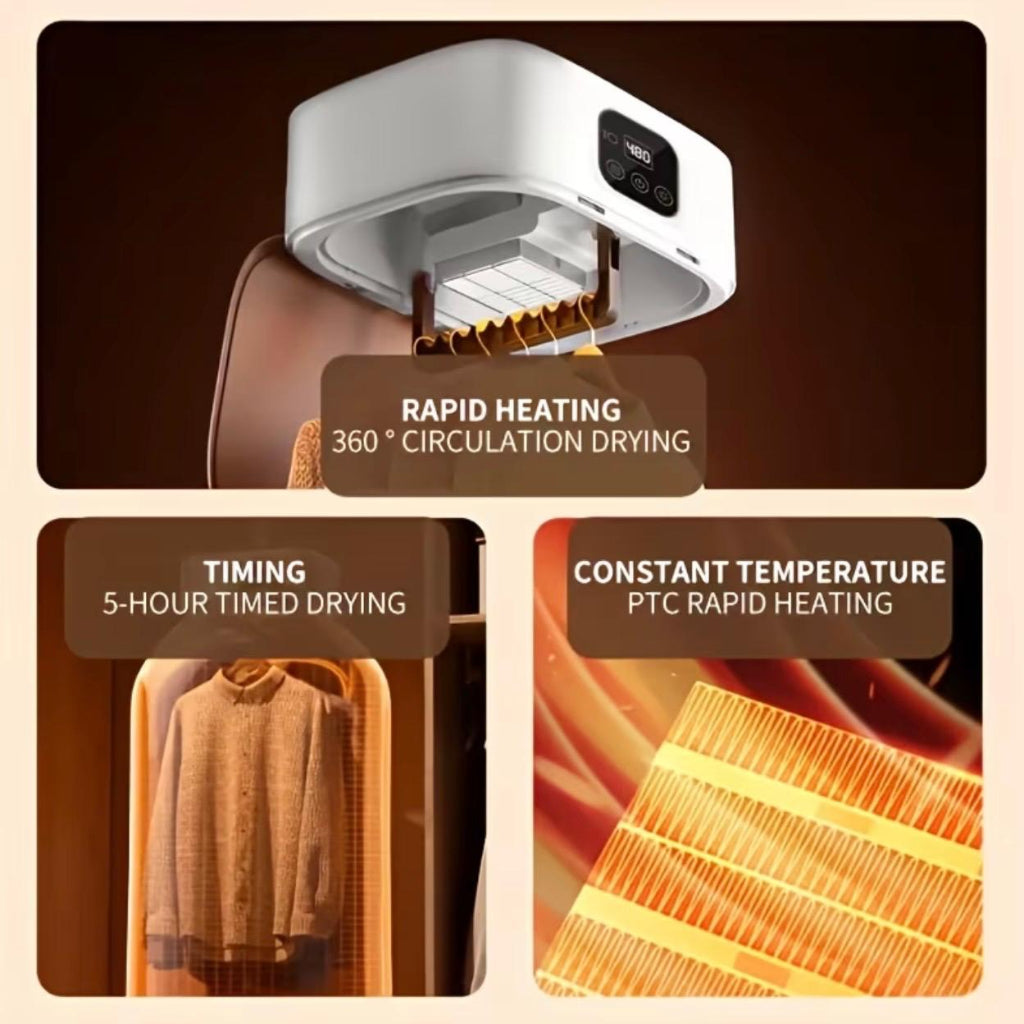 Portable Quick-Dry Clothes Dryer – 2-Pin Plug Powered