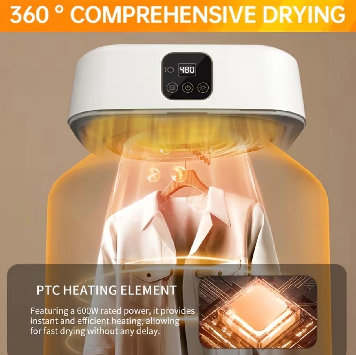 Portable Quick-Dry Clothes Dryer – 2-Pin Plug Powered