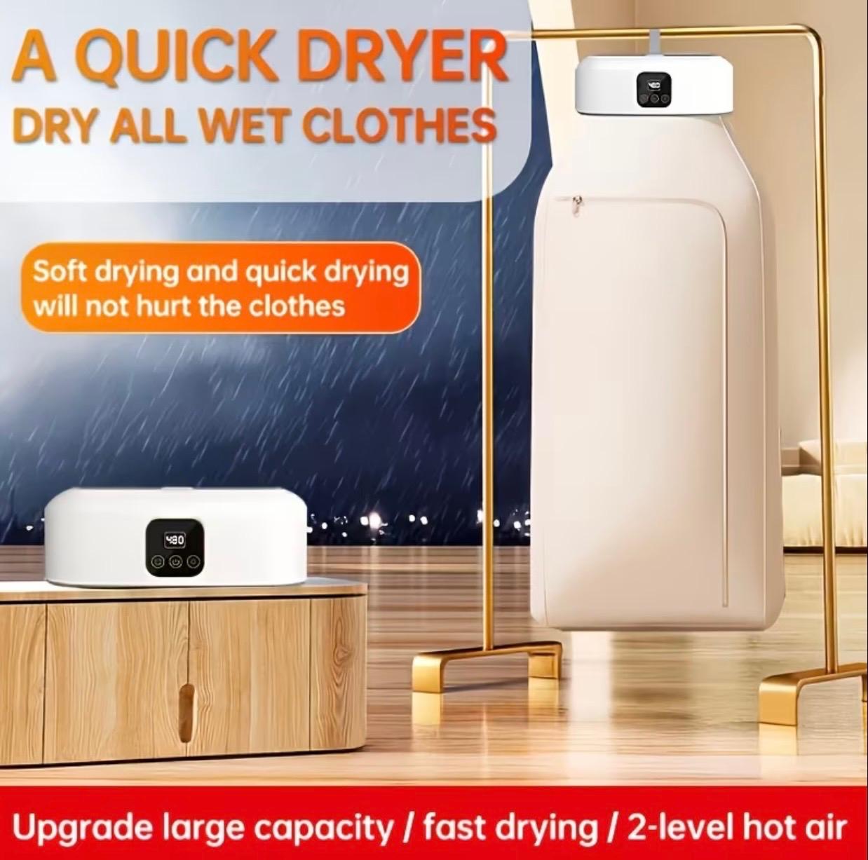 Portable Quick-Dry Clothes Dryer – 2-Pin Plug Powered