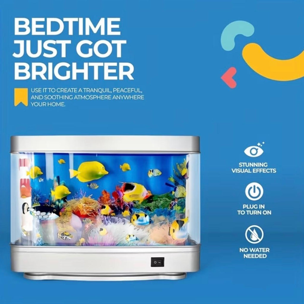 Aquarium with 3-Pin Plug – Simulated Swimming Fish & Coral Reef Light