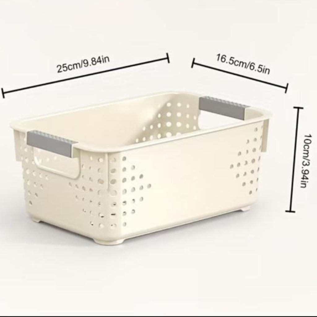 Cream Open Storage Baskets – Stackable Ventilated Multi-Purpose Organizer Bins