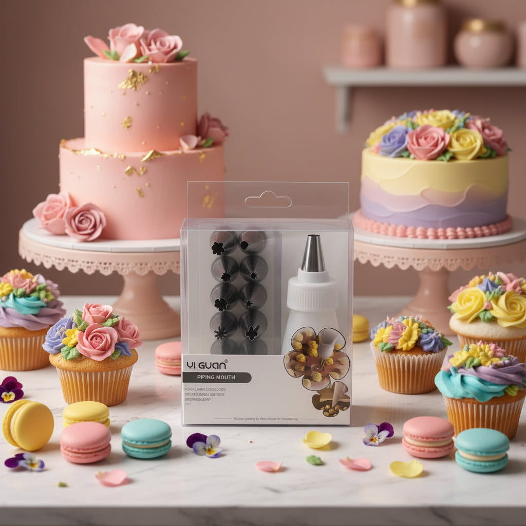 Cake Decorating Piping Nozzle Set – Icing Tips with Reusable Cream Piping