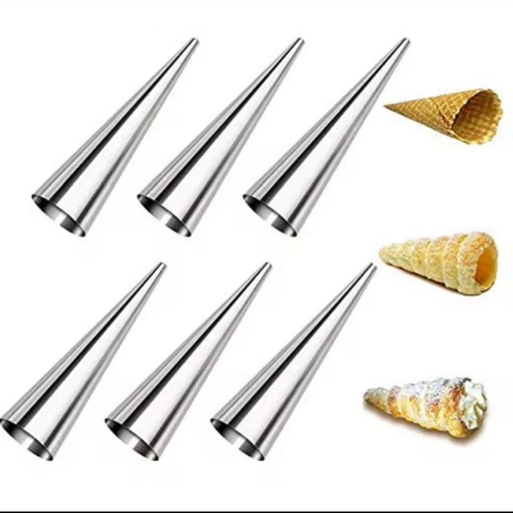 6pcs Stainless Steel Danish Cone Spiral Tube Set – Kitchen Baking Tools