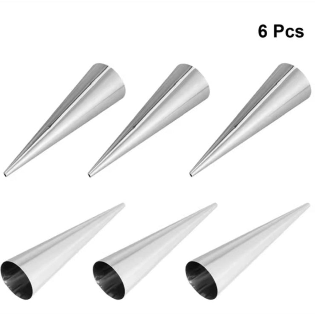 6pcs Stainless Steel Danish Cone Spiral Tube Set – Kitchen Baking Tools