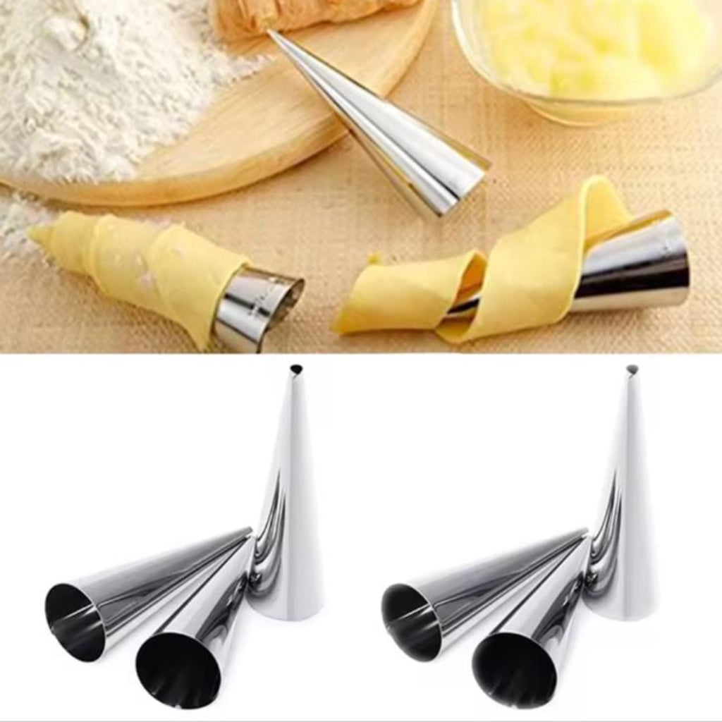 6pcs Stainless Steel Danish Cone Spiral Tube Set – Kitchen Baking Tools