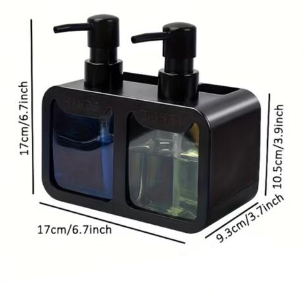 Multi-Functional Kitchen & Bathroom Dispenser Set with Storage Box | Soap, Shampoo & Body Wash Organizer