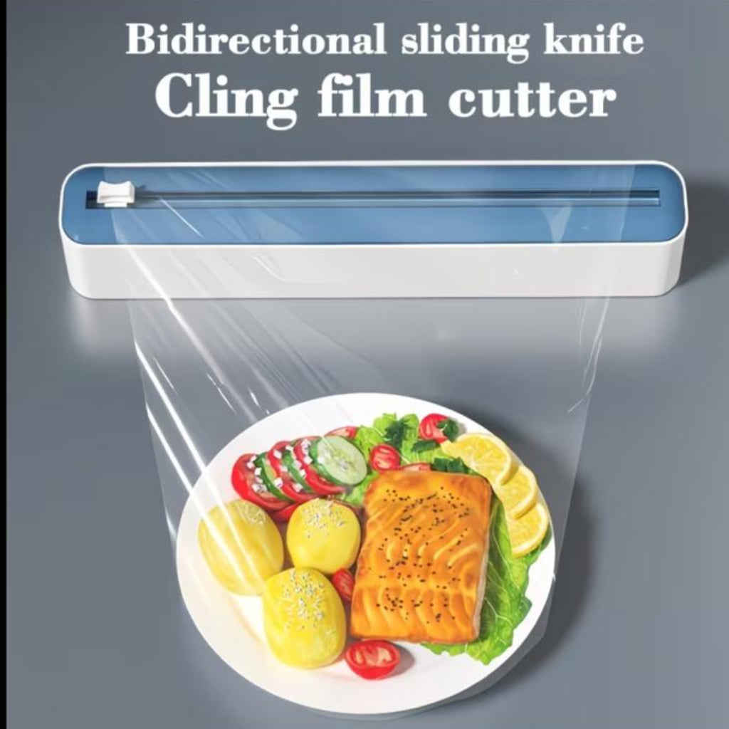 Plastic Wrap Cutter & Sealer | Multi-Function Kitchen Dispenser for Cling Film, Foil & Parchment
