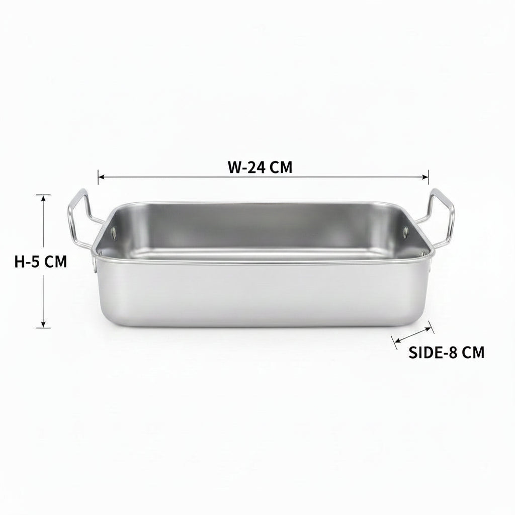 Stainless Steel Tray with Handle | Durable Rectangular Multi-Purpose Serving & Storage Tray