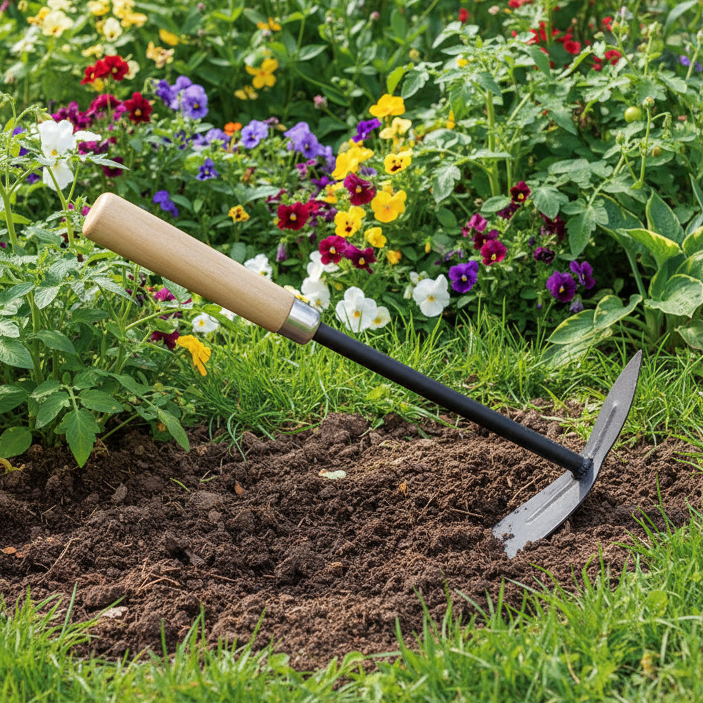 2-in-1 Garden Hand Hoe & Pick Tool | Wooden Handle Gardening Tool