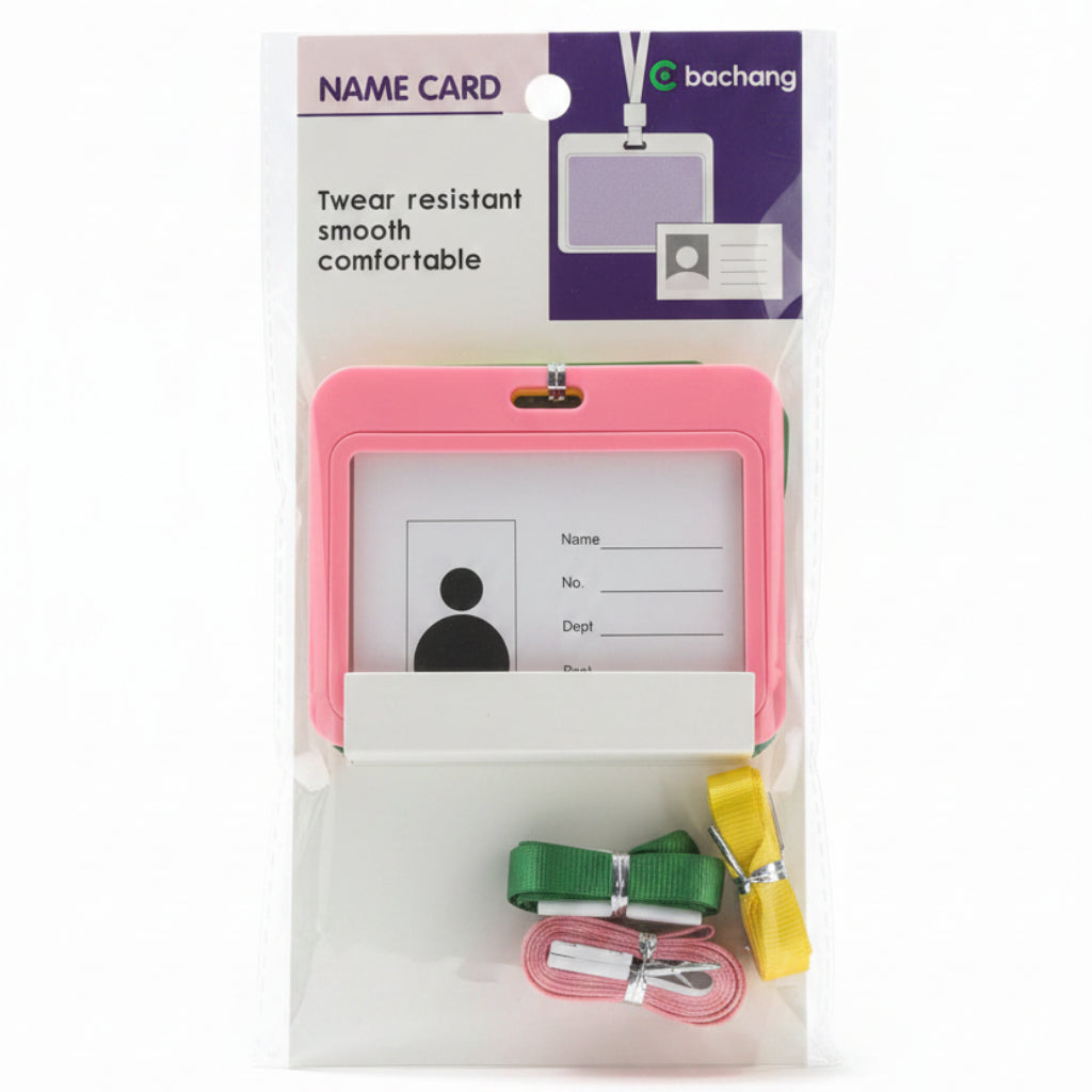 3pcs set Colored ID Card Holder with Lanyard | Durable Plastic Badge Holder