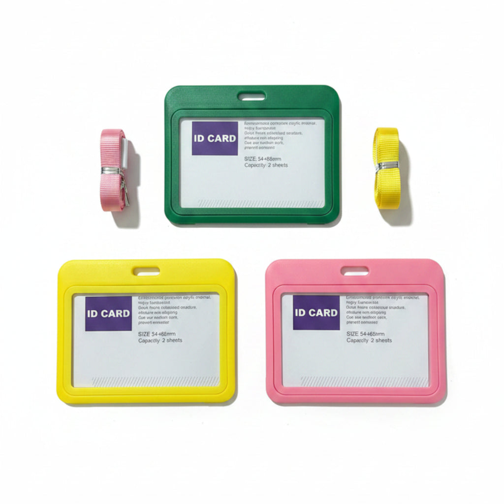 3pcs set Colored ID Card Holder with Lanyard | Durable Plastic Badge Holder
