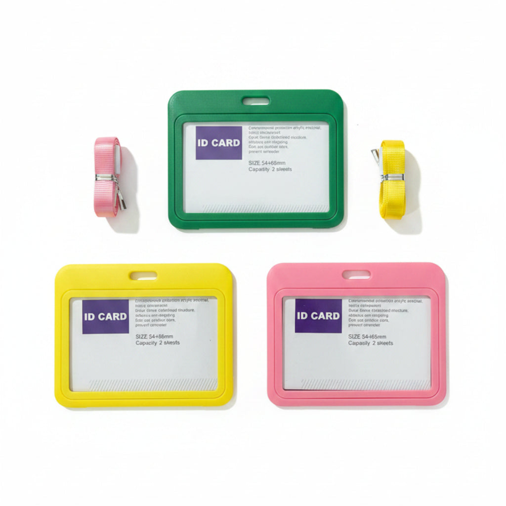 3pcs set Colored ID Card Holder with Lanyard | Durable Plastic Badge Holder