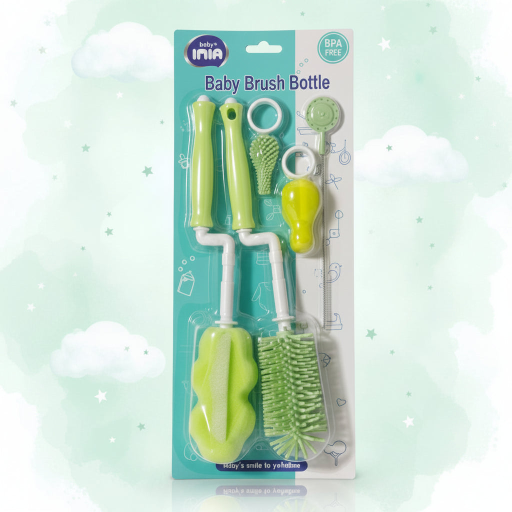 5-Piece Baby Bottle Cleaning Brush Set – Multi-Use Bottle, Nipple & Straw Brushes