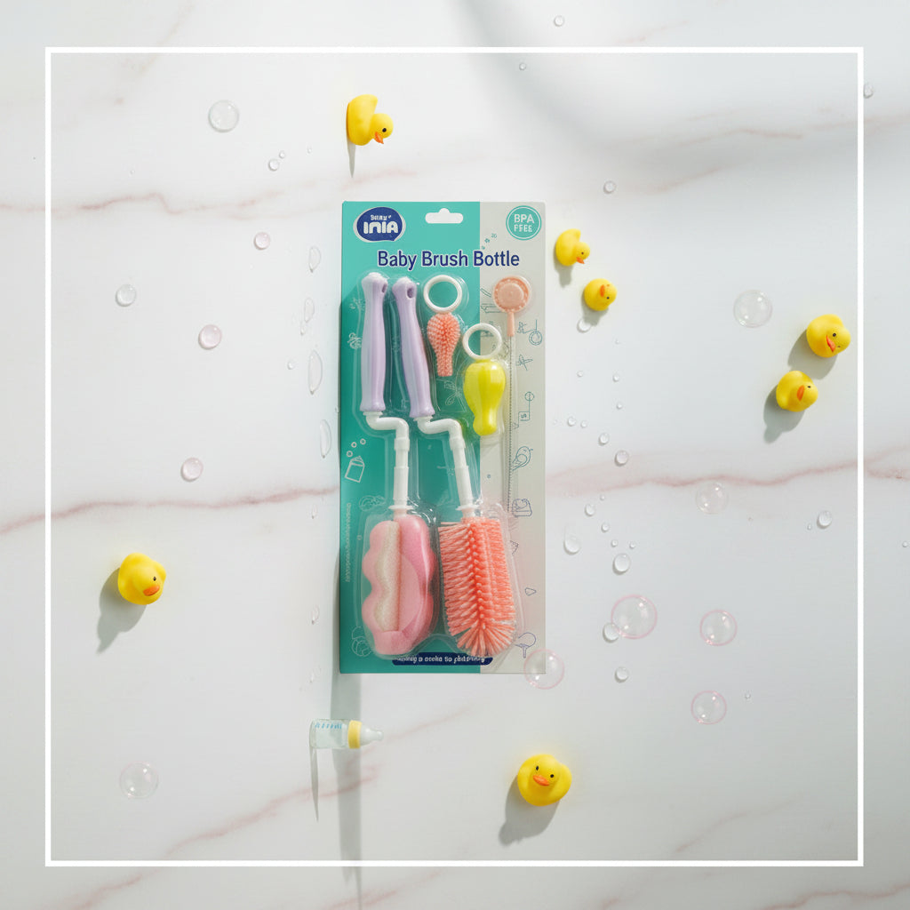 5-Piece Baby Bottle Cleaning Brush Set – Multi-Use Bottle, Nipple & Straw Brushes