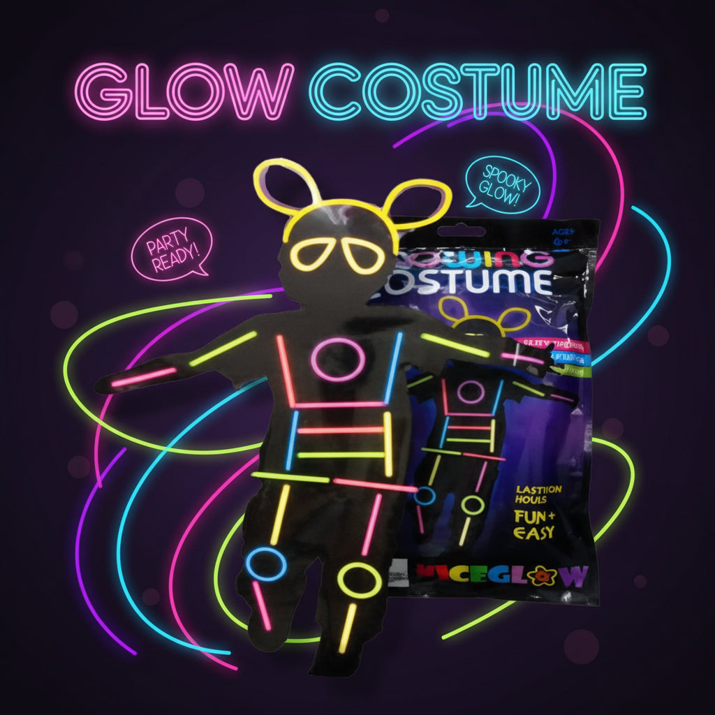 Glow Stick Costume Kit for Kids | DIY Glow in The Dark Dress-Up Party Set with Connectors