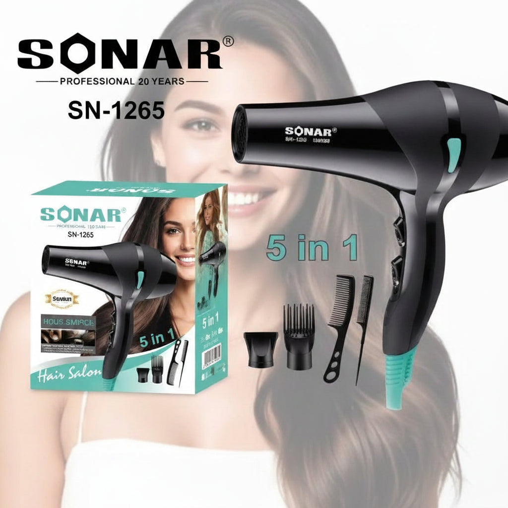 Sonar Professional Hair Dryer SN-1265 - 5000W 5-in-1 Hair Styling Dryer Set