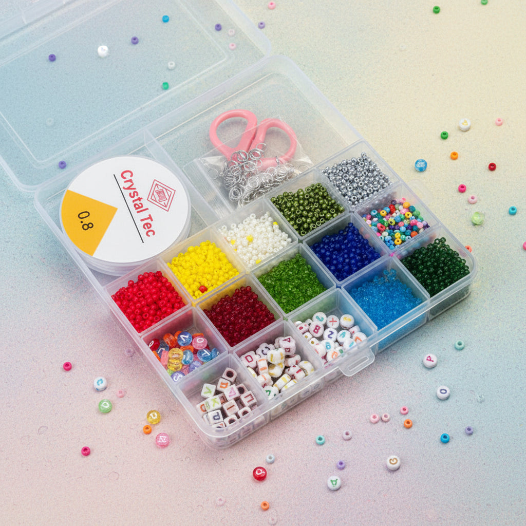 DIY Beads Bracelet Making Kit – Colorful Jewelry Craft Set for Kids & Adults
