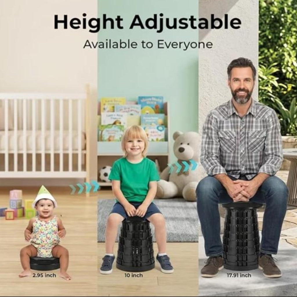Ultra-Light Folding Stool – Adjustable Height Portable Outdoor Camping Chair