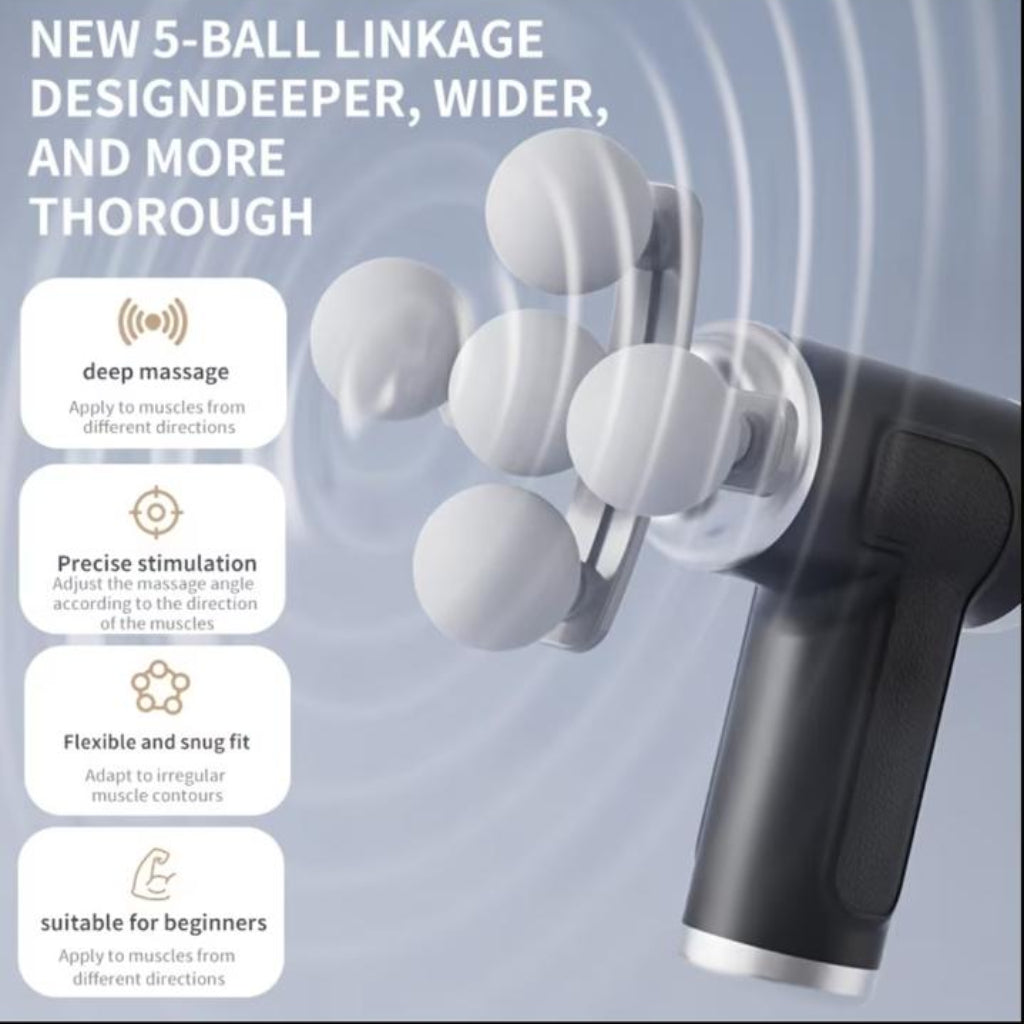 6-Speed Portable Massage Gun – Quiet USB Full Body Muscle Massager for Travel & Relaxation