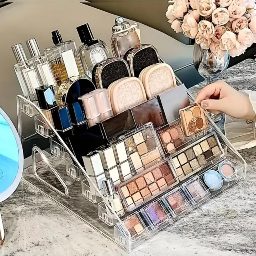 7-Layer Acrylic Display Stand – Clear Tiered Organizer Rack for Cosmetics, Nail Polish, Perfumes & Collectibles