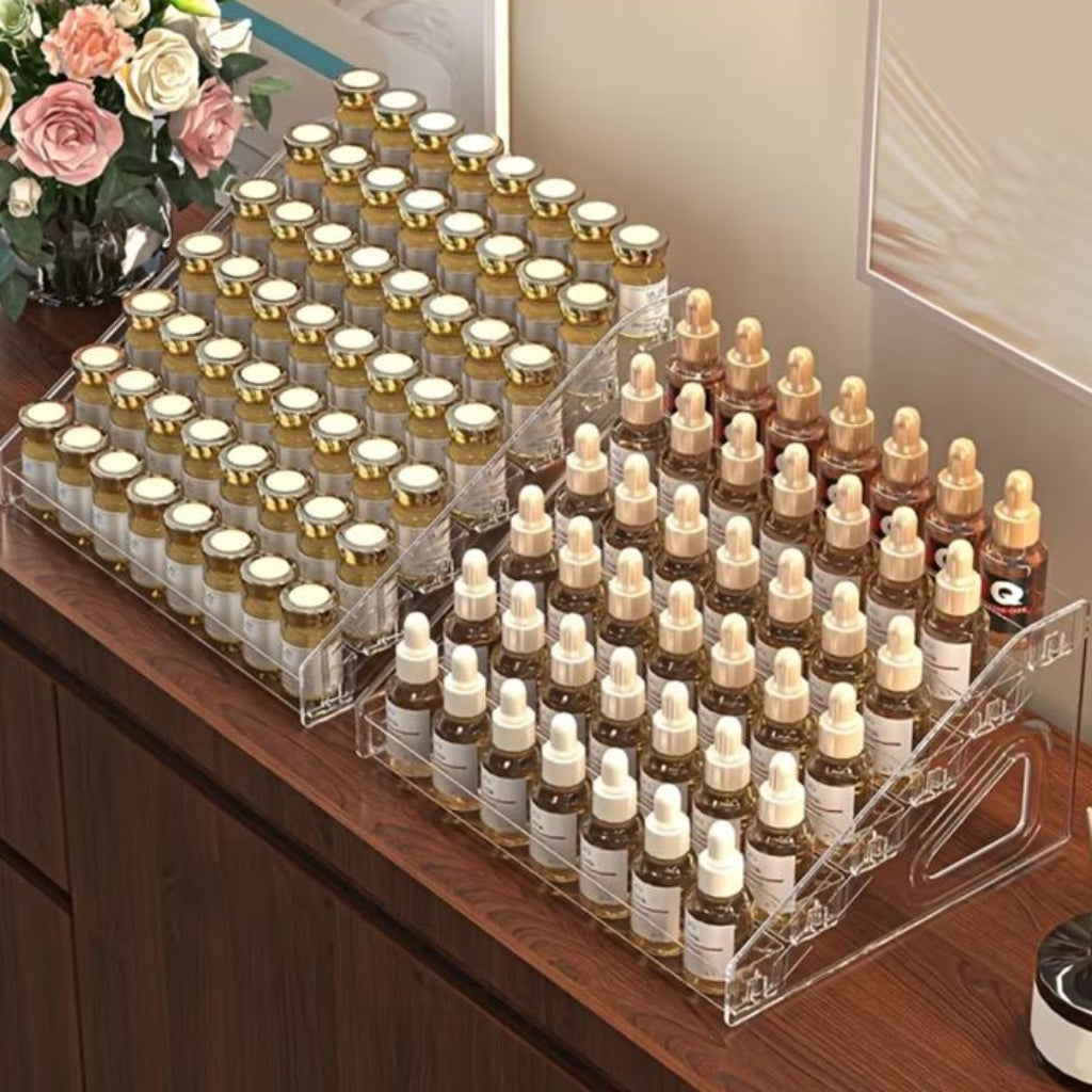 7-Layer Acrylic Display Stand – Clear Tiered Organizer Rack for Cosmetics, Nail Polish, Perfumes & Collectibles