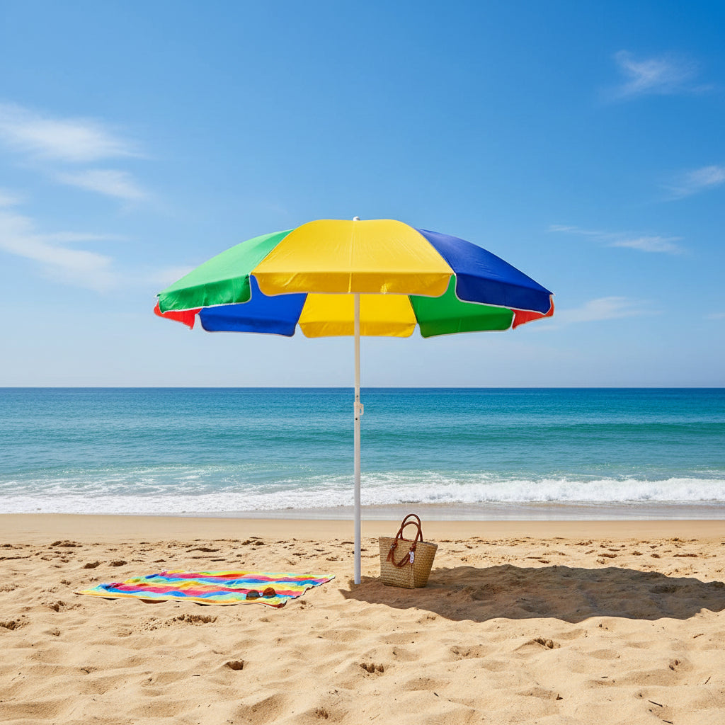 Rainbow Outdoor Patio Umbrella – Colorful Sun Shade Parasol for Garden, Beach, Pool & Balcony