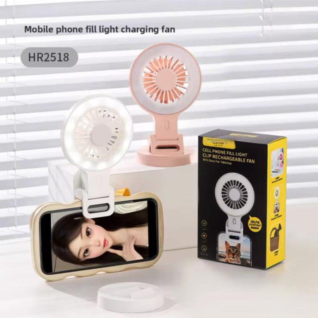 Portable Mini USB Rechargeable Pocket Fan with LED Fill Light