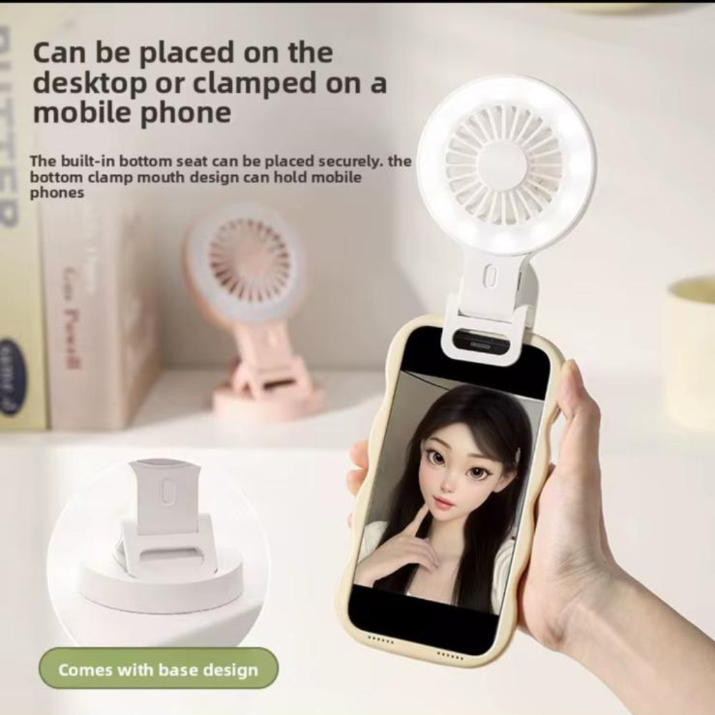 Portable Mini USB Rechargeable Pocket Fan with LED Fill Light