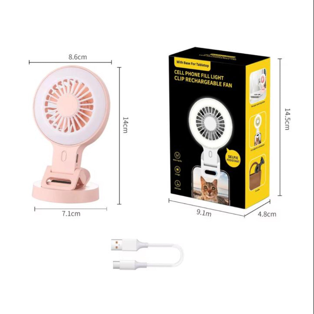 Portable Mini USB Rechargeable Pocket Fan with LED Fill Light