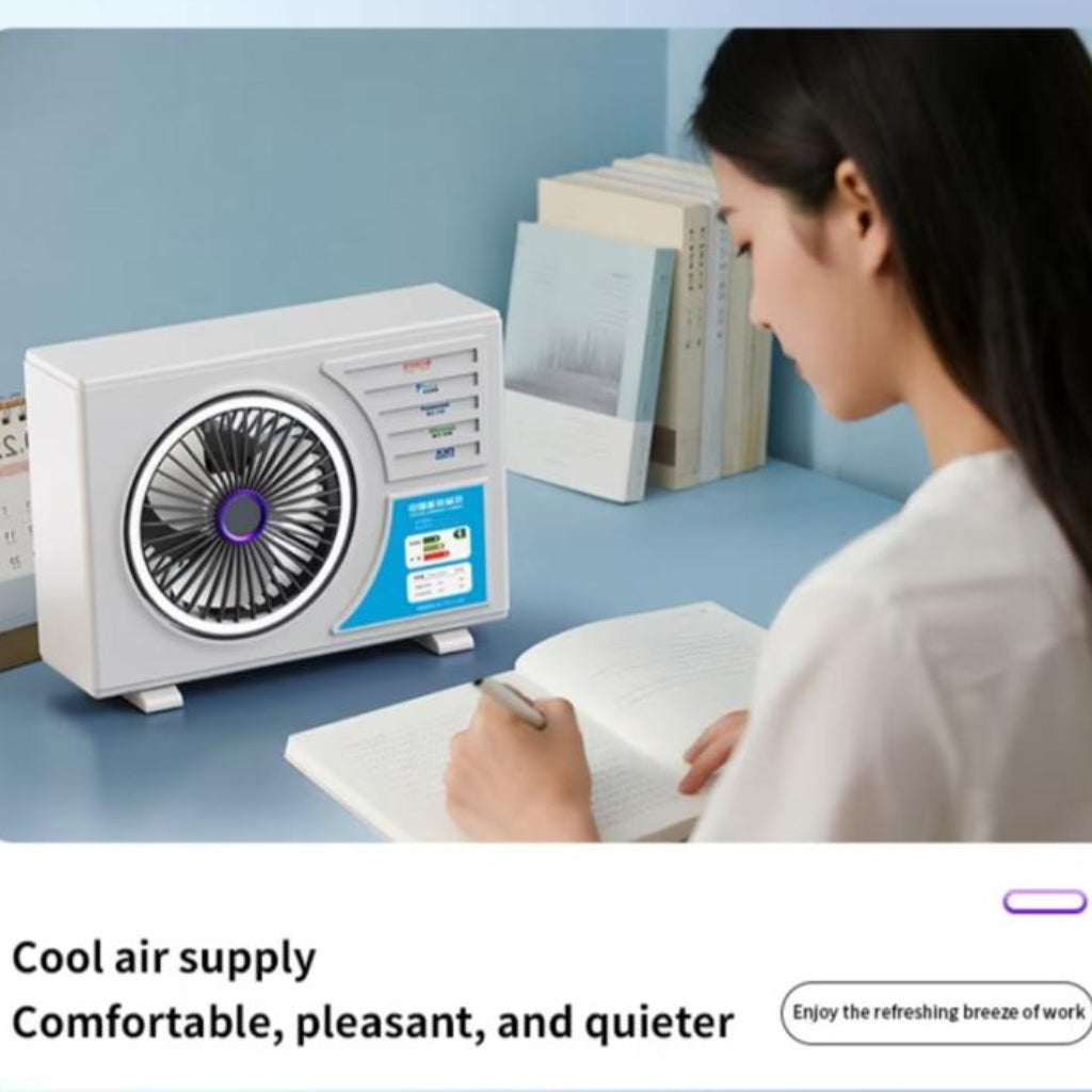 5-Speed Portable Air Conditioner Fan with 3-Level LED Light – Desktop Cooling & Air Circulation Fan for Home and Office