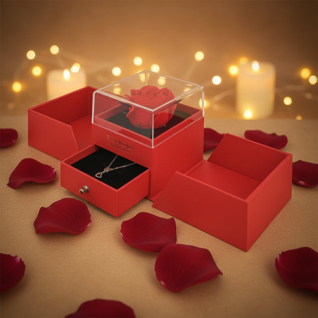 Eternal Red Rose Gift Box – Romantic Openable Storage Box for Women, Anniversary, Birthday & Wedding Gifts