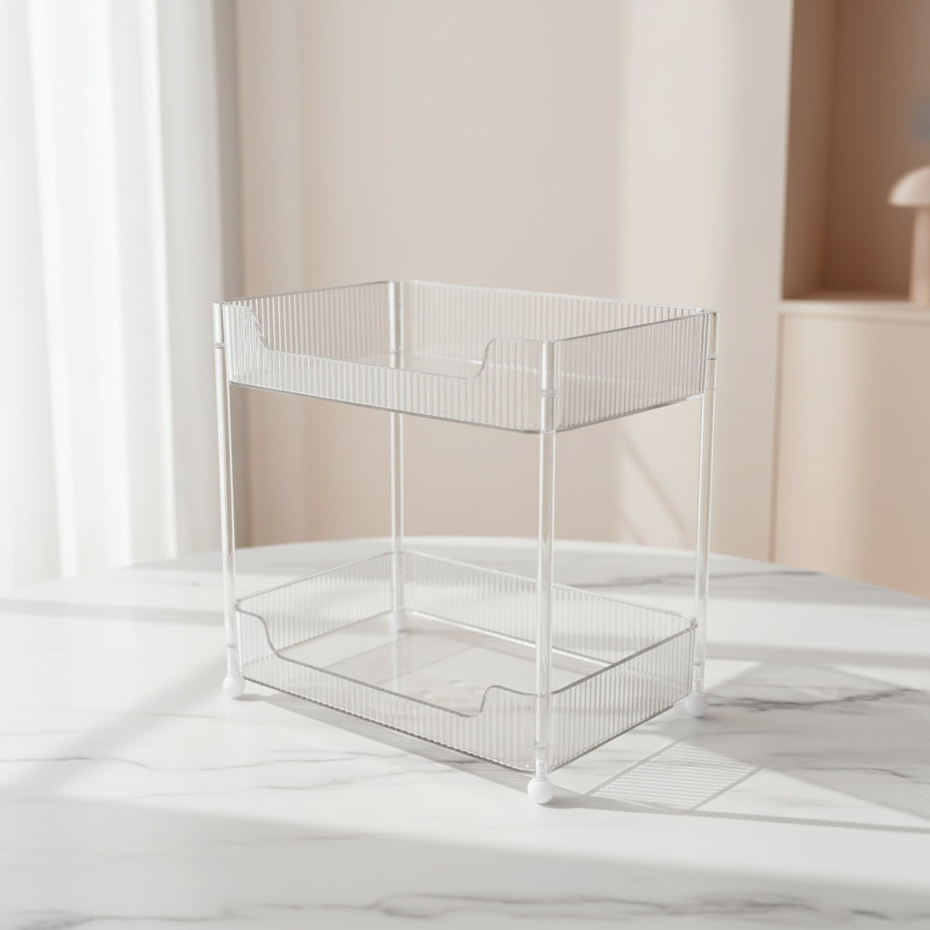 2-Layer Makeup Storage Box – Portable Cosmetic Organizer