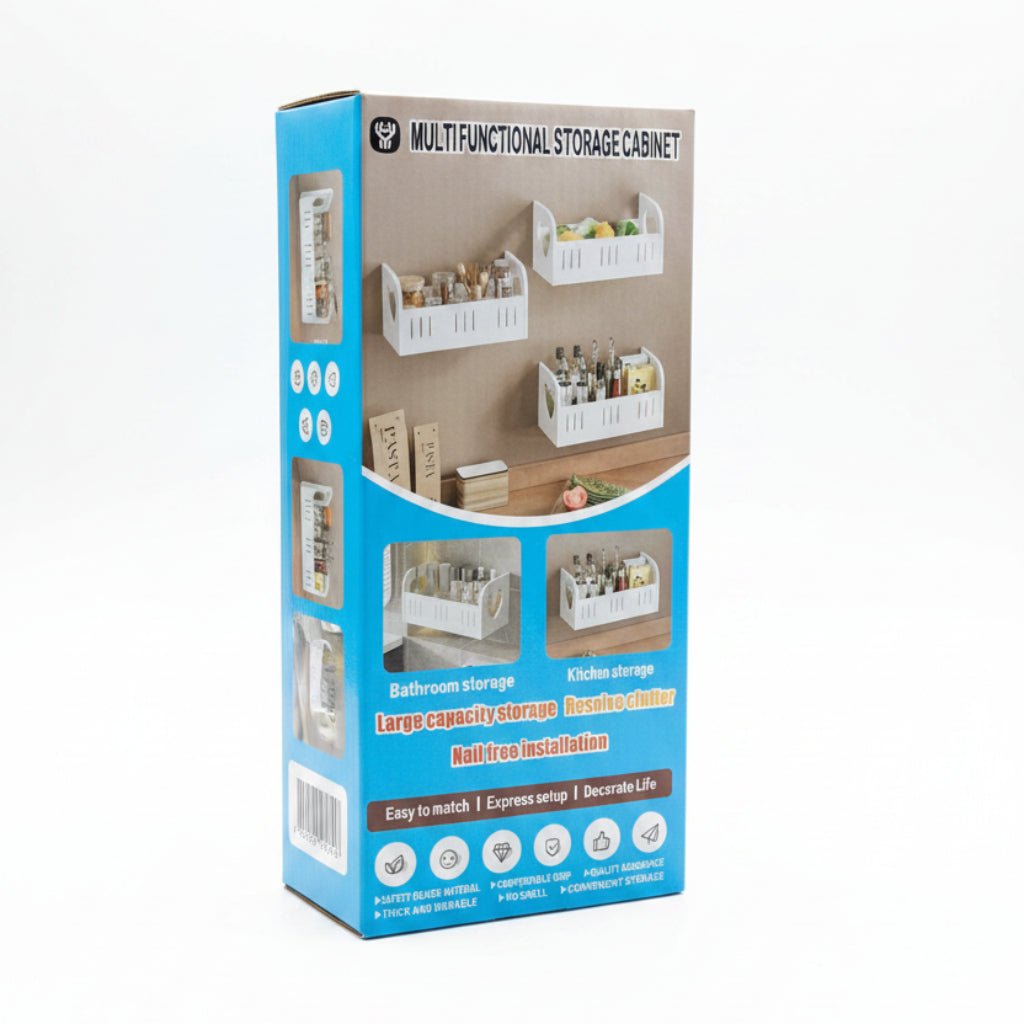 Wall Mounted Storage Shelf Organizer – Space-Saving Rack for Bathroom & Kitchen