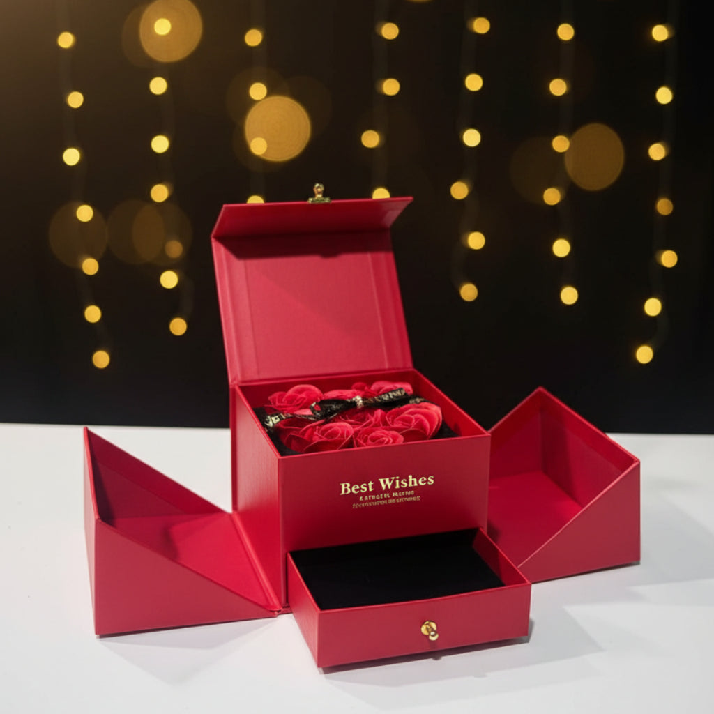 Red Rose Gift Box – Romantic Openable Storage Box for Women, Anniversary, Birthday & Wedding Gifts