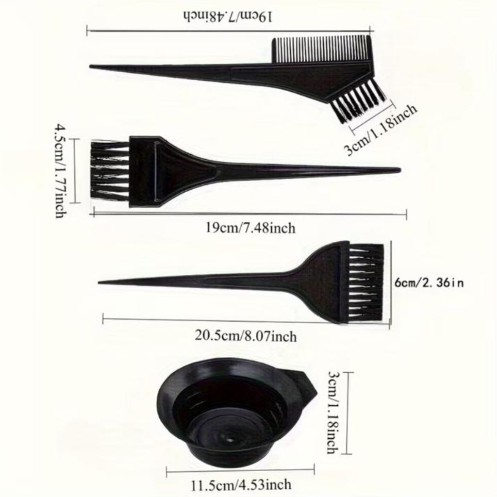 Professional Hair Dyeing Kit Set – Comb, Brush & Mixing Bowl for DIY Hair Coloring