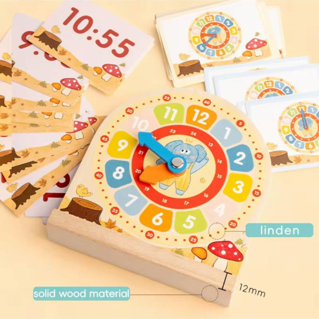 Wooden Learning Clock for Kids – Time Telling Educational Toy for Toddlers & Kindergarten