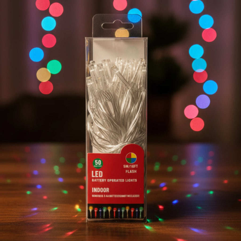 50 LED Color String Lights 5M – Battery Powered Fairy Lights