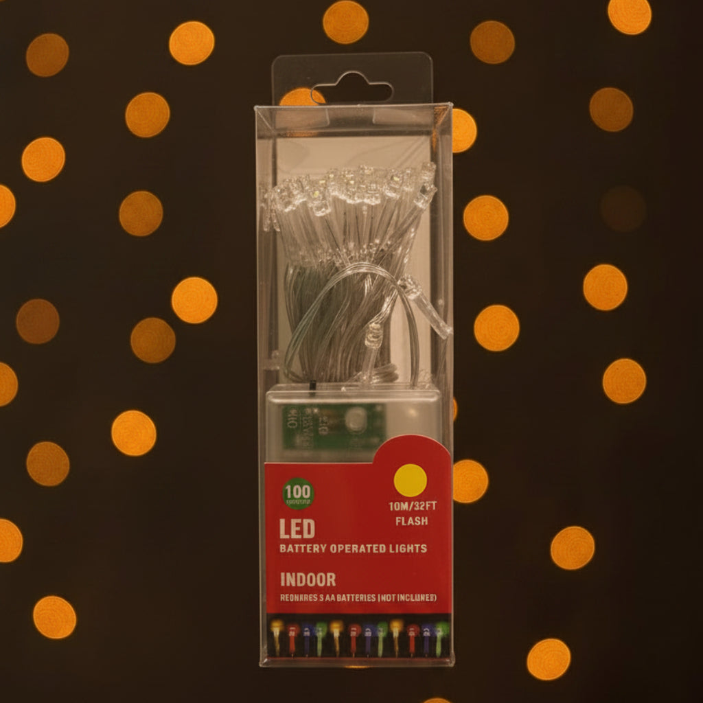 100 LED Warm Light String Lights 10M – Battery Operated Fairy Lights (Battery Not Included)