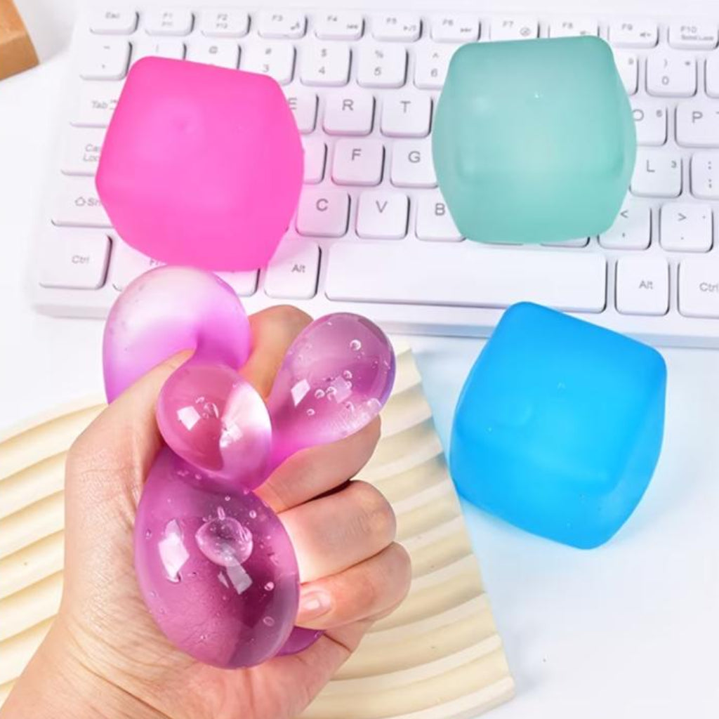 1PC Jelly Ice Cube Stress Relief Toy – Soft Squeeze Fidget Cube