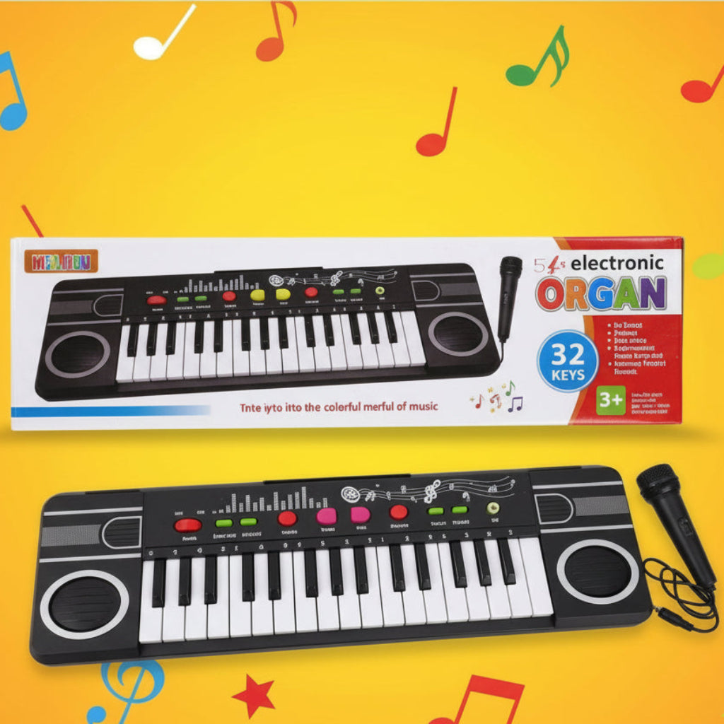 32-Key Kids Electronic Organ Keyboard with Microphone – Educational Musical Toy for Toddlers & Children