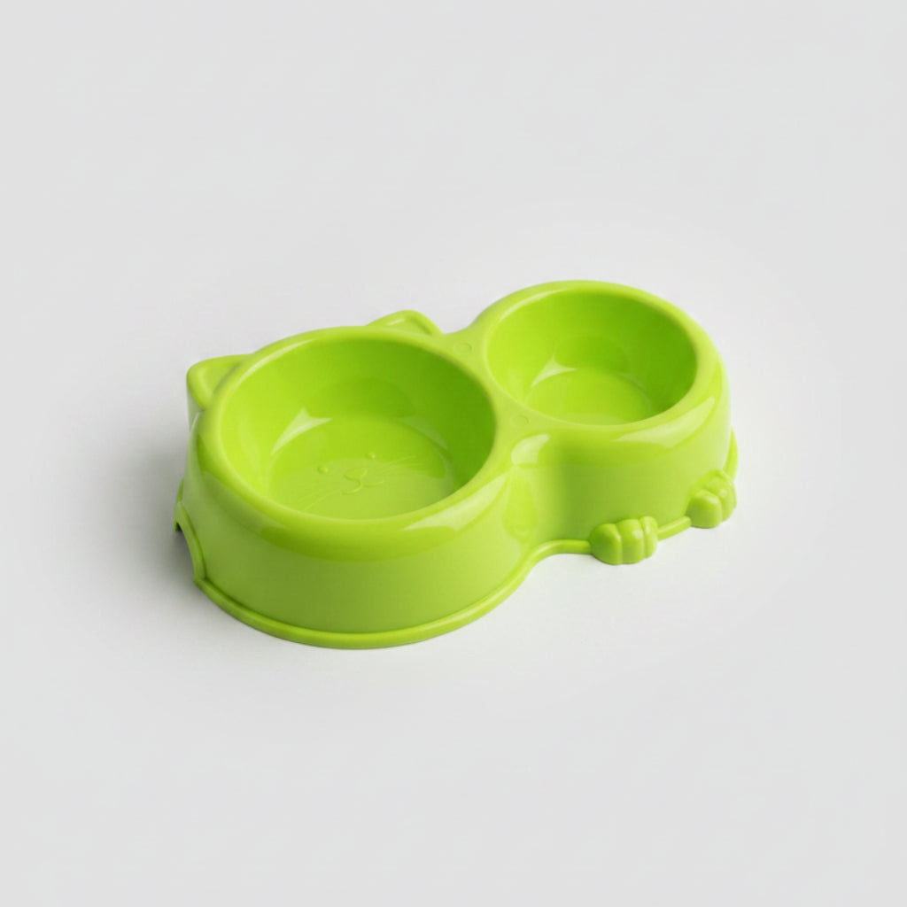 Double Pet Feeding Bowl – Cute Cat-Shaped Food & Water Bowl for Cats and Small Dogs