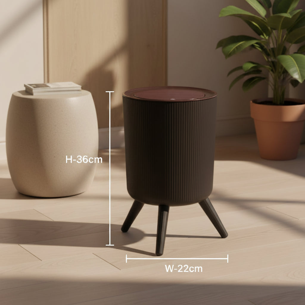 Black Trash Bin with Lid – Desktop & Bathroom Waste Container