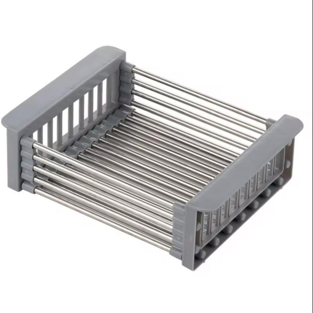 Expandable Over-the-Sink Colander and Drain Basket – Adjustable Stainless Steel Kitchen Sink Organizer