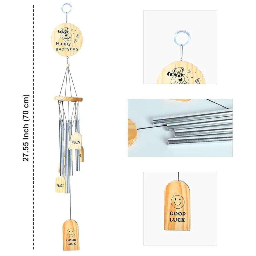 "Happy Everyday" Wooden Wind Chime – Lucky Blessings Hanging Decor