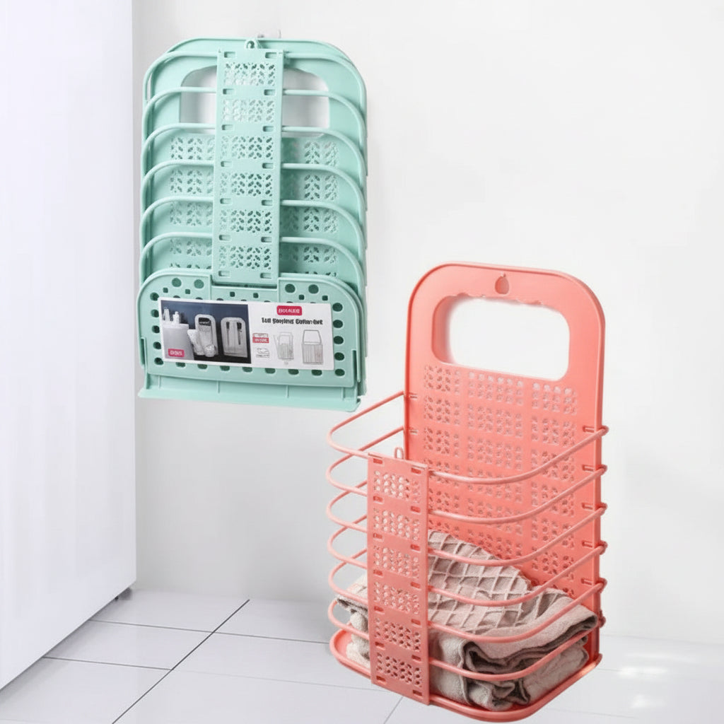 Wall-Mounted Collapsible Laundry Basket – Space-Saving Folding Clothes Hamper with Handle