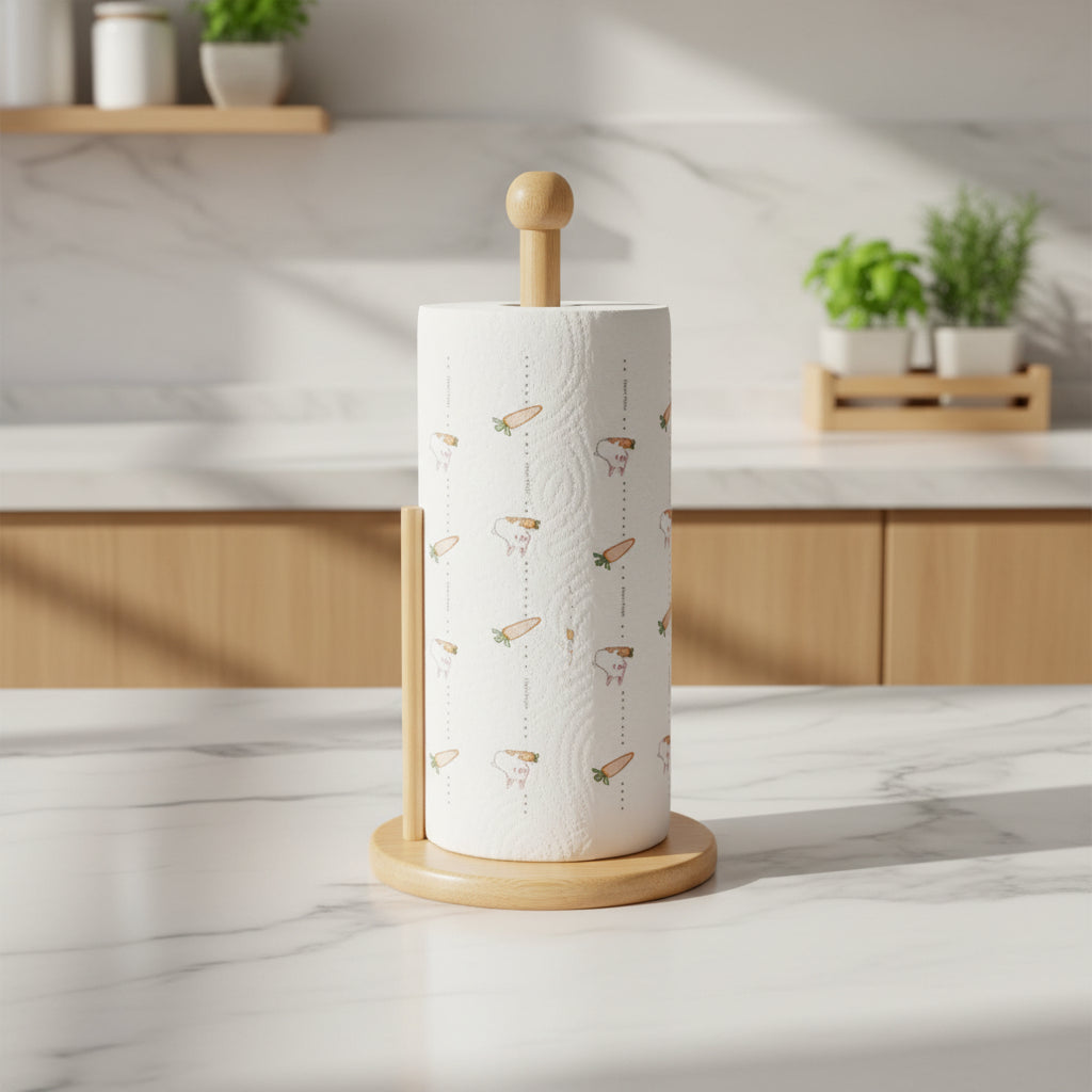 Easy-to-Assemble Wooden Paper Towel Holder