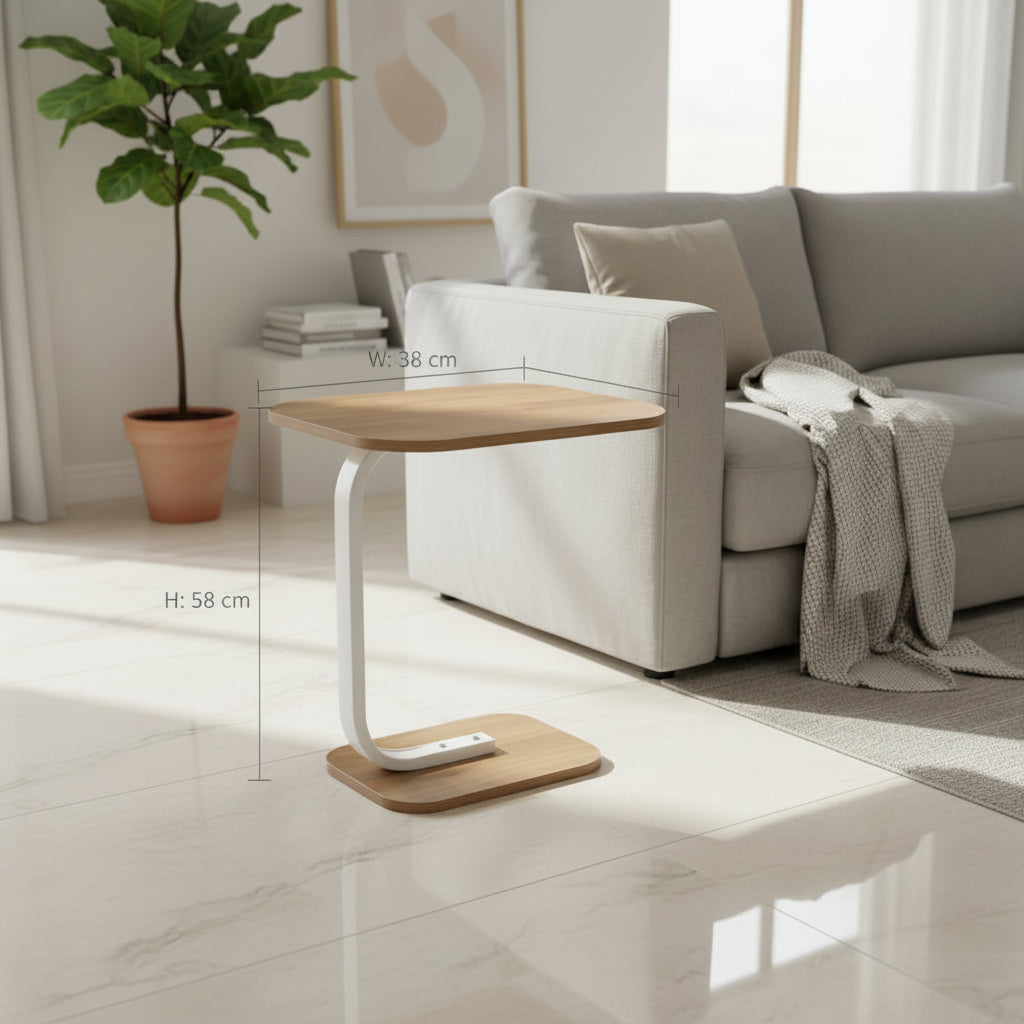 C-Shaped Mini Side Table – Space-Saving End Table for Sofa, Bed